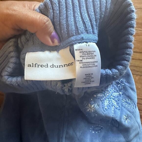 Alfred Dunner Quilted Full Zip Sweater Vest and Pants Set Light Blue Floral - Picture 10 of 10